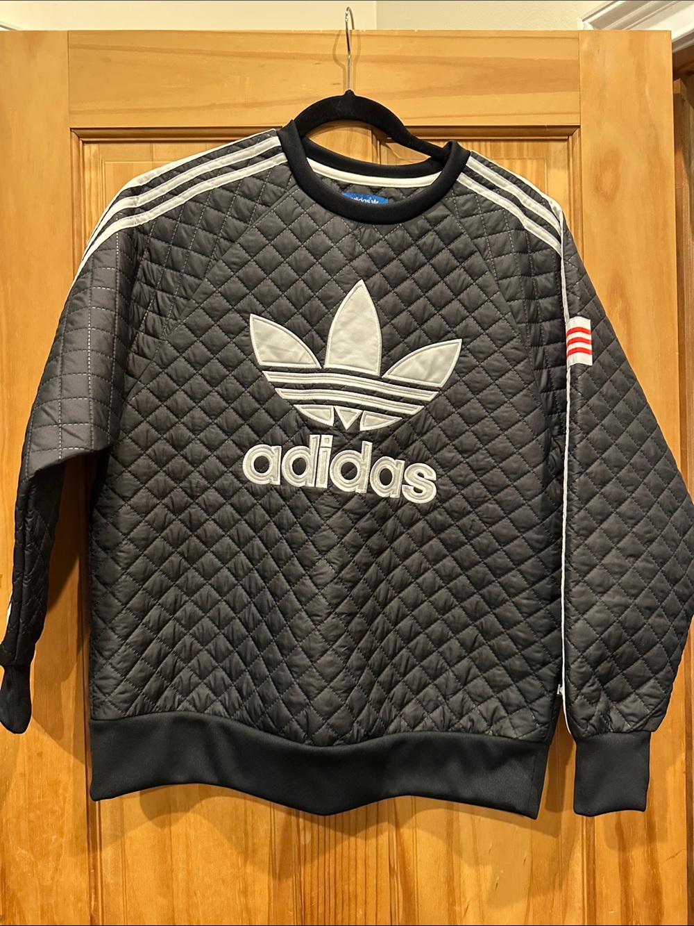 adidas Quilted Trefoil Crewneck Sweatshirt - Black with White Accents